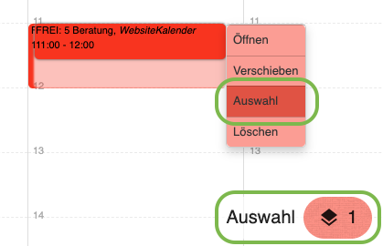 Selection button for appointments