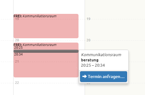 Appointment booking calendar with appointment cursor