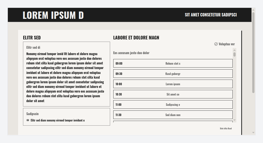 Template "Werkbank — direct & rugged" on the booking page (sample text)