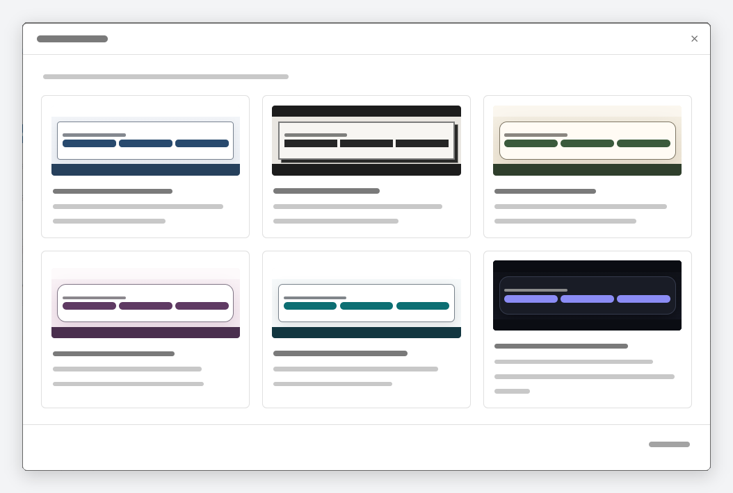 Booking Layout → Load Design: the six templates