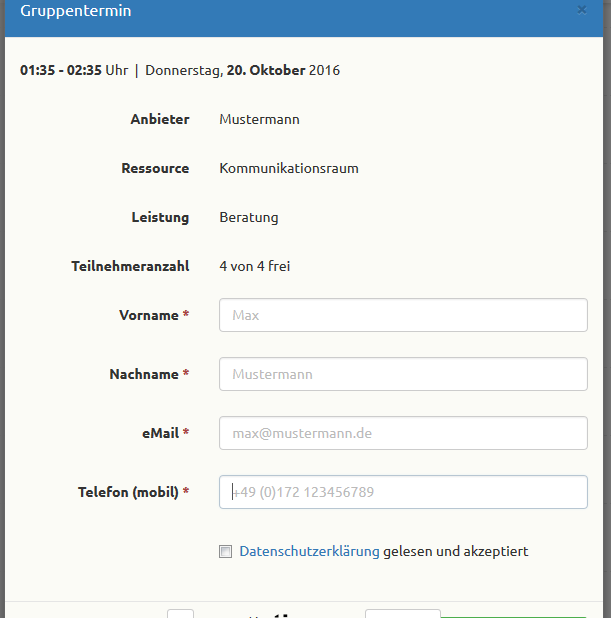 Appointment request form